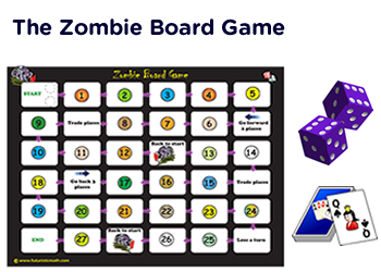 The Zombie Board Game - Halloween activity for kids to review social studies questions. pdf downloadable board